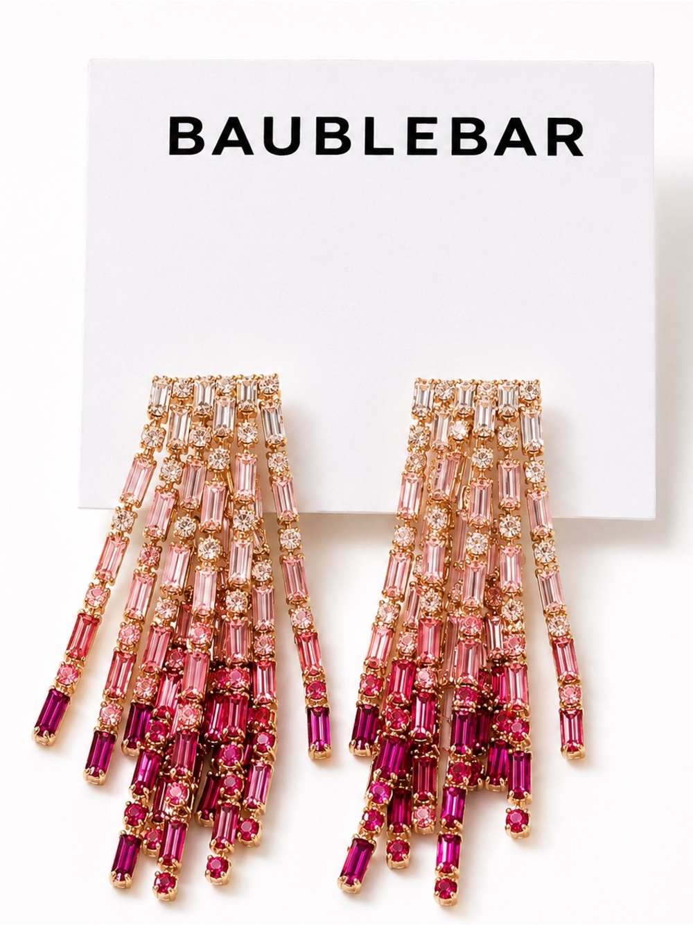 BaubleBar Crystal Chandelier Earrings Pink Ombre Statement Wedding Earrings NWT